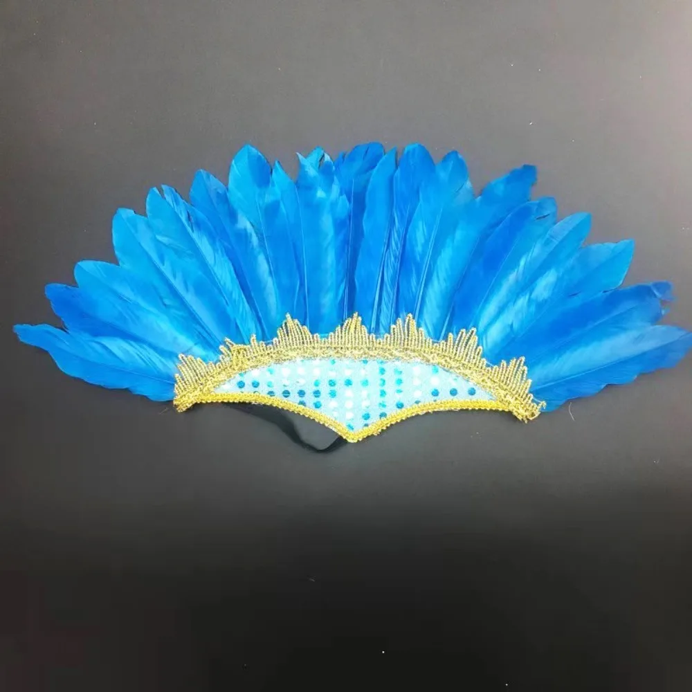 Feather Headdress Head-mounted Colorful Carnival Costume Adjustable Colorful Headwear Fancy Dress Party Children\'s Day