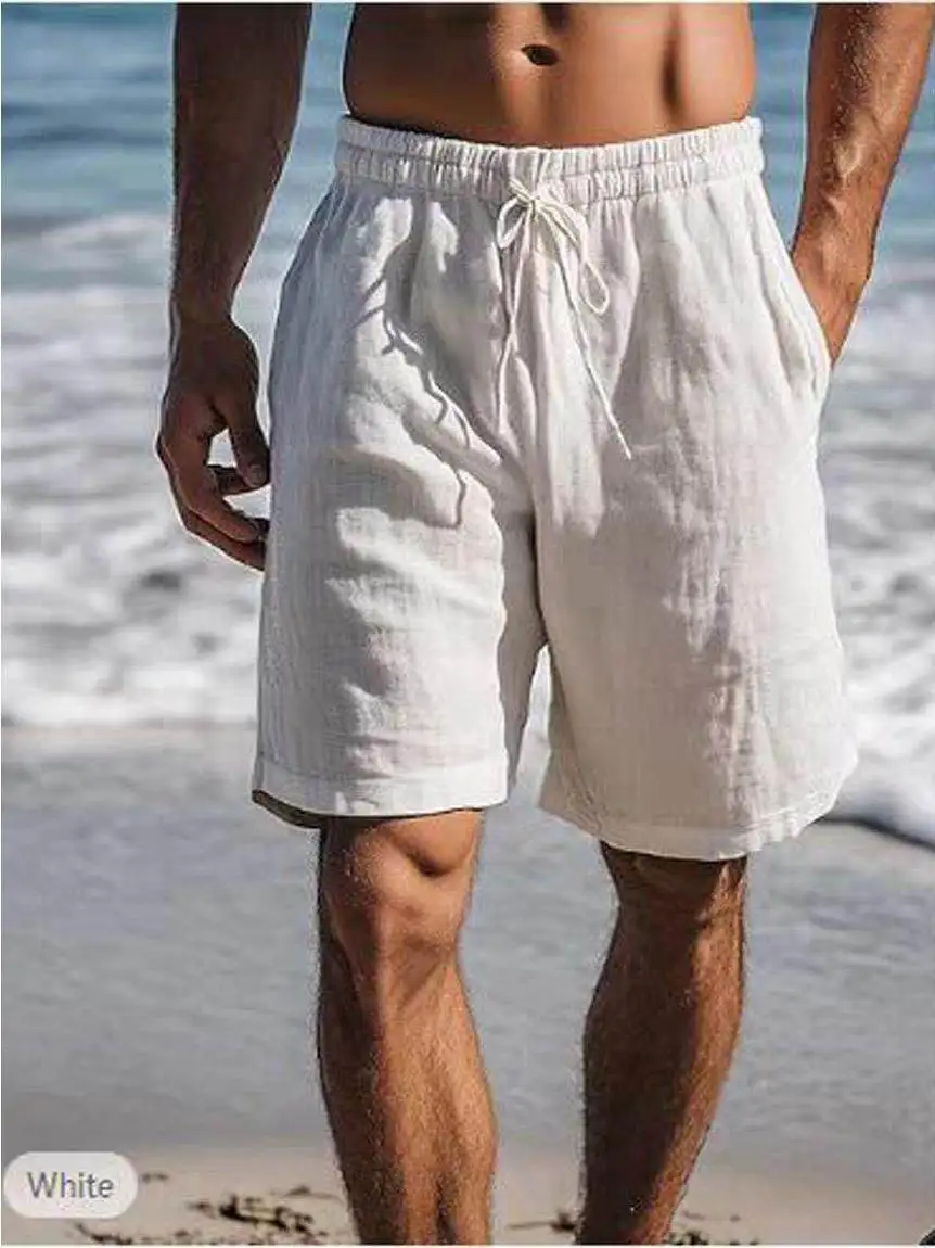 

Loose Cotton Linen Men's Shorts Knee-Length Casual Workwear Citywalk Outerwear Large Crotch Five-Part Pants