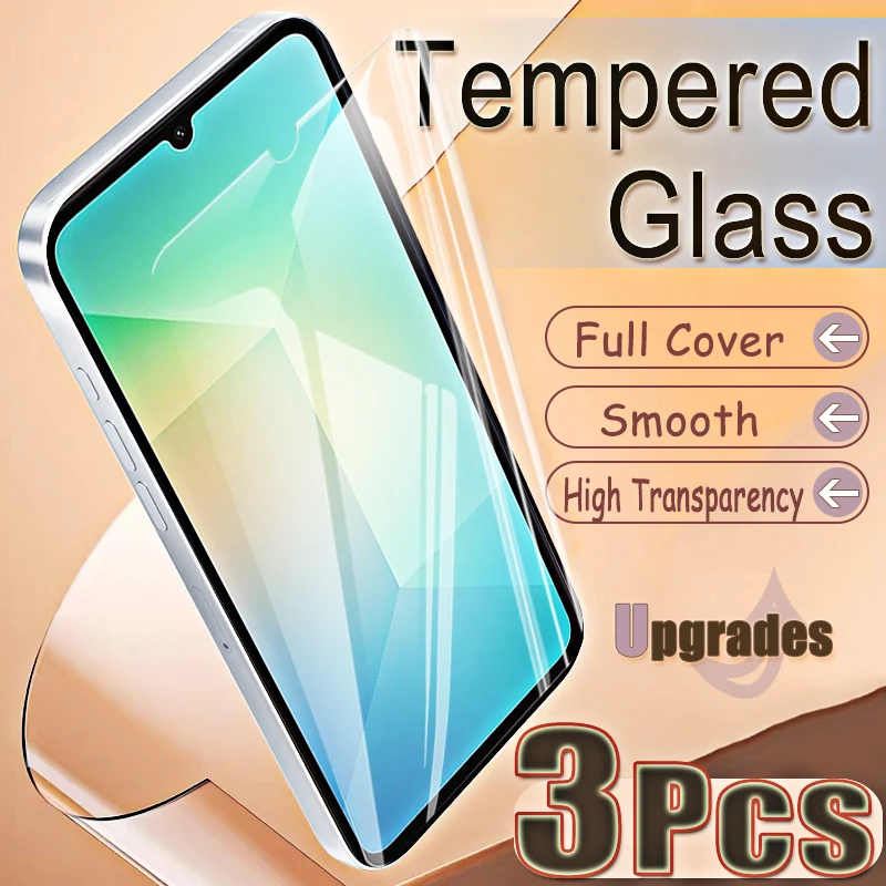 Upgrade 3-teiliger Fingerabdruck-Entsperrschutz 9H Gehärtetes Glas für Samsung Galaxy A06 5G A 06 Anti-Explosions-HD-Displayschutzfolie