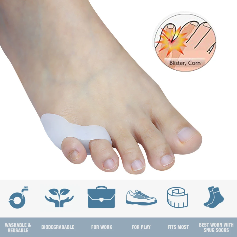 Pexmen 2Pcs Gel Soft Pinky Toe Separator Spacer Tailor's Corrector Protector for Foot Pain Relief Corns Callus and Blisters