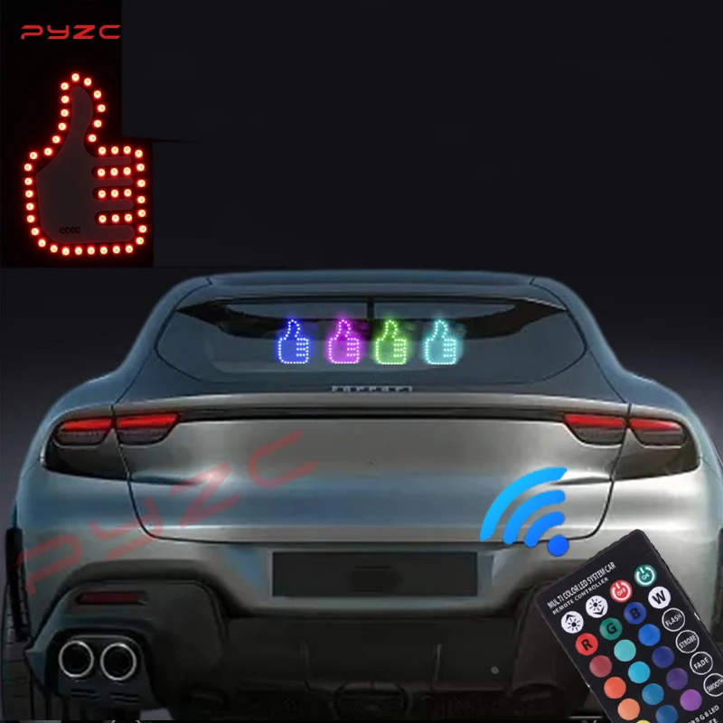 Funny Car Middle Finger Light with Remote Road Car LED Hand Gesture Sign Light Funny Warning Light with Remote for Rear Window