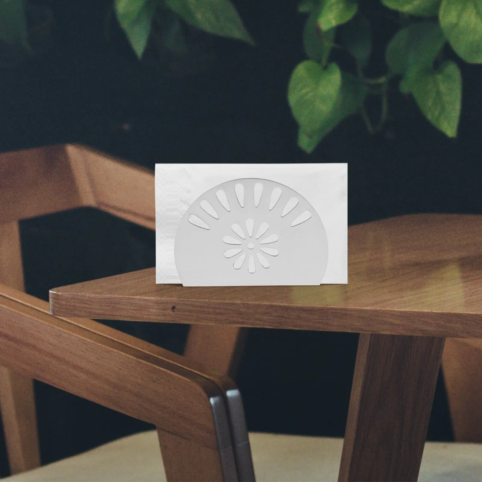 Porta Servilletas Semicircular de Acero Inoxidable para Mesa, Dispensador de Servilletas Moderno y Minimalista para Hogar, Restaurante, Hotel