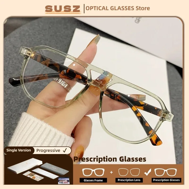 

SUSZ Trendy Pilot Unisex Anti Blue Light Myopia Glasses Anti-reflection Reading Glasses Customized Prescription Optical Glasses