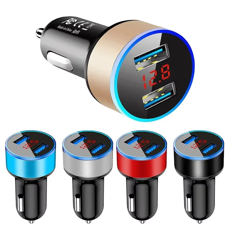 1-5Pcs 5V 3,1 A Auto Ladegerät Dual USB QC Adapter Zigarette Leichter LED Voltmeter Für Alle arten Von Mobiltelefonen Schnell Ladung