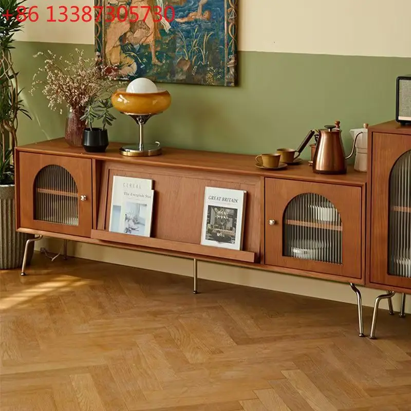 

Nordic retro solid wood TV cabinet modern simple small apartment TV cabinet