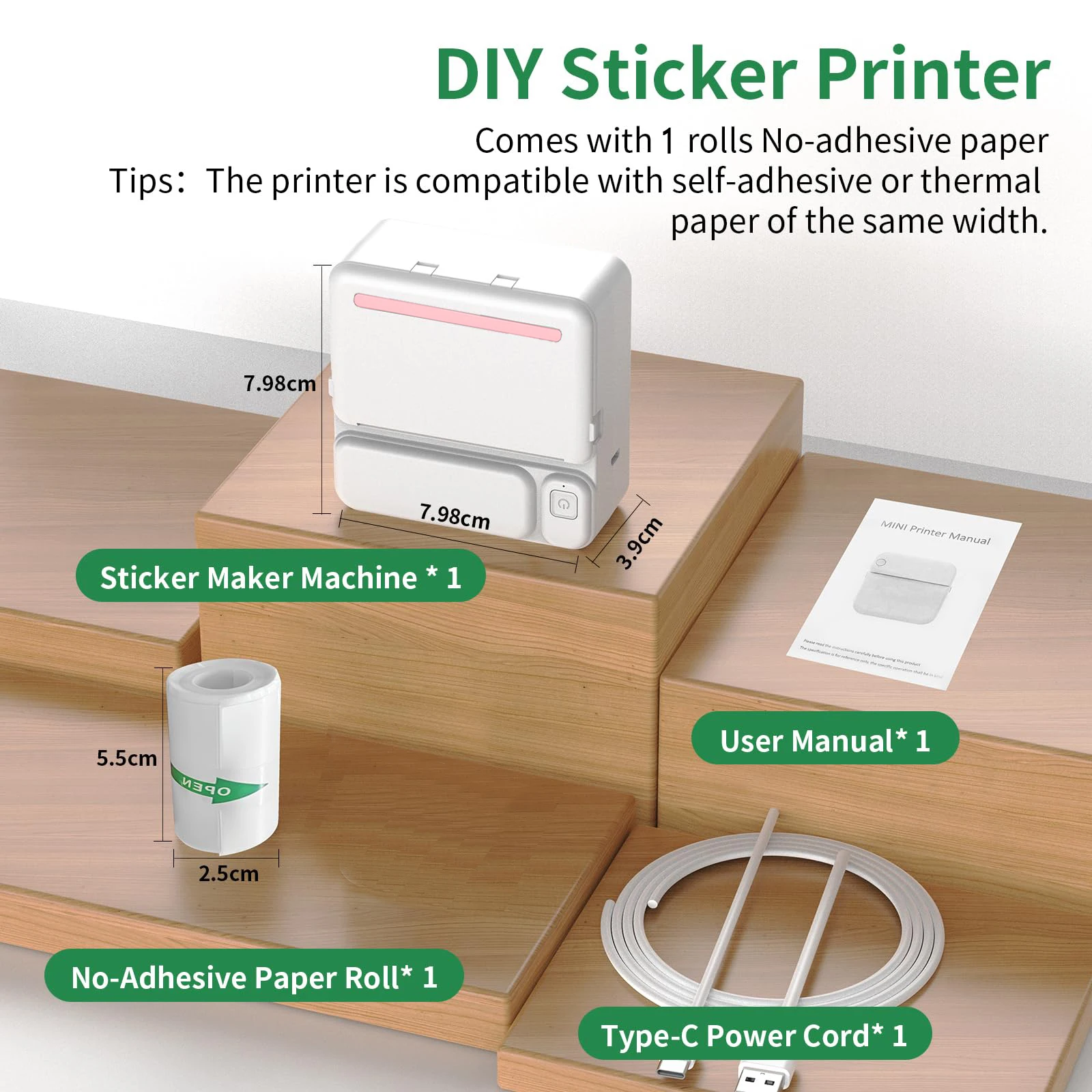 Kids Mini Portable Printer Wireless BT DIY Paiting Learning Wrong Questions Web Page Photo Printing HD Upgrated Picture Maker