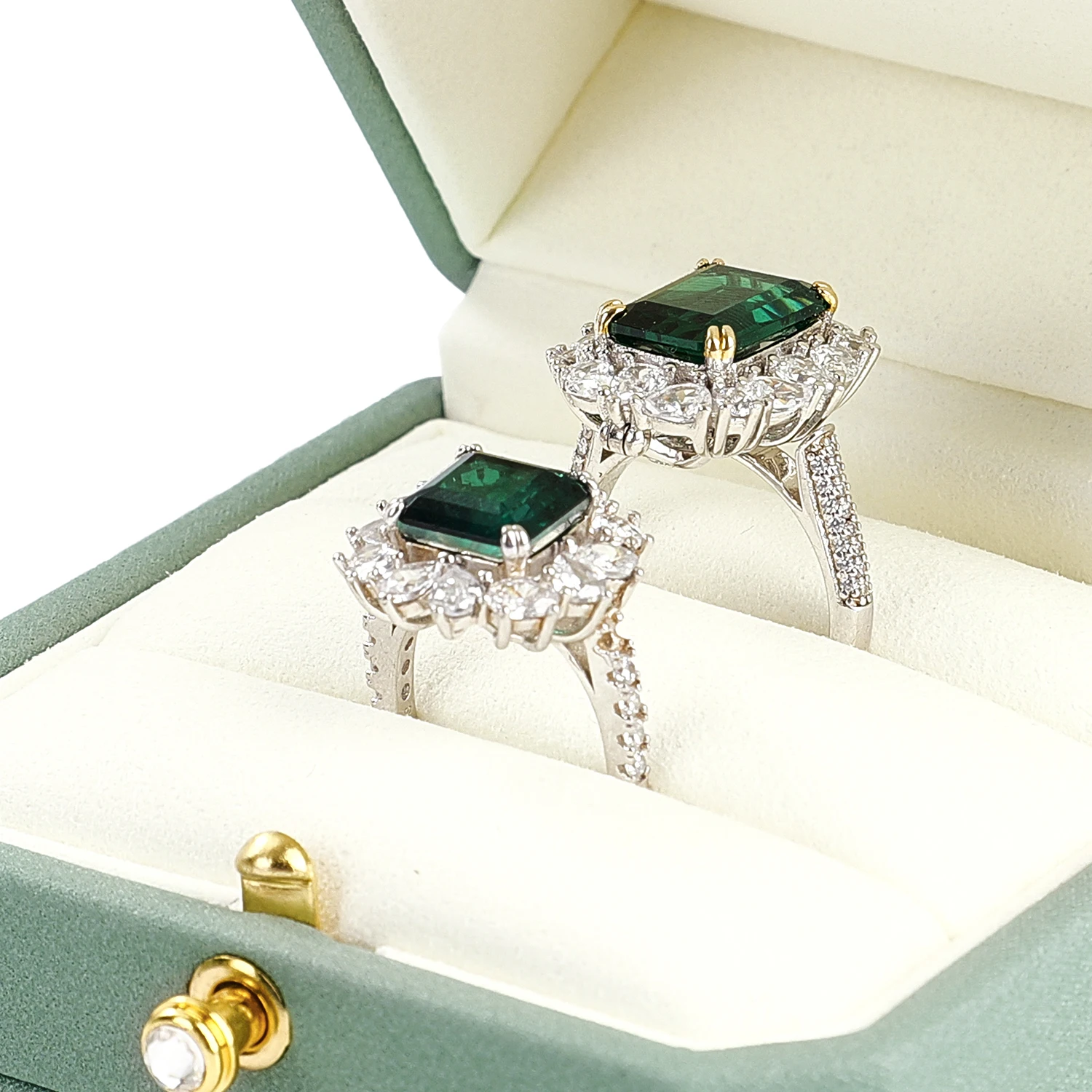 

Oirlv Luxurious Velvet Ring Box Set-Elegant Single & Double Ring Holder for Wedding Anniversary Gifts Jewelry Storage Organizer