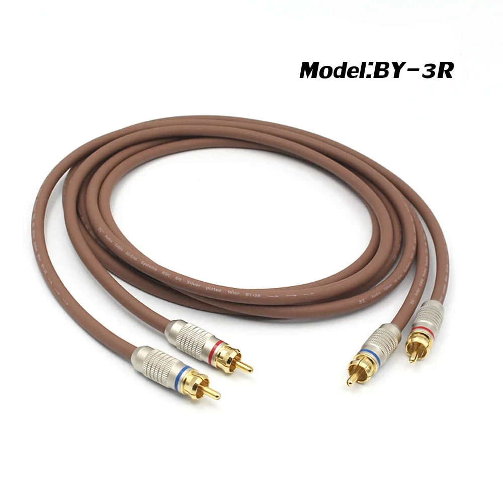 High Quality Audio RCA Cable OFC Copper Plated Silver Cable, Two Core Shielded Signal Wire,Hifi Audio RCA Signal Cable
