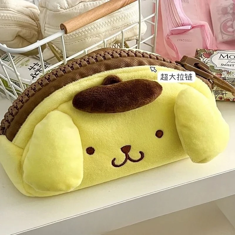 

PomPomPurin Sanrio Kawaii Children Pen Bag Cute Student Pencil Bag Large Capacity PomPomPurin Cute Plush Student Gifts for Kids