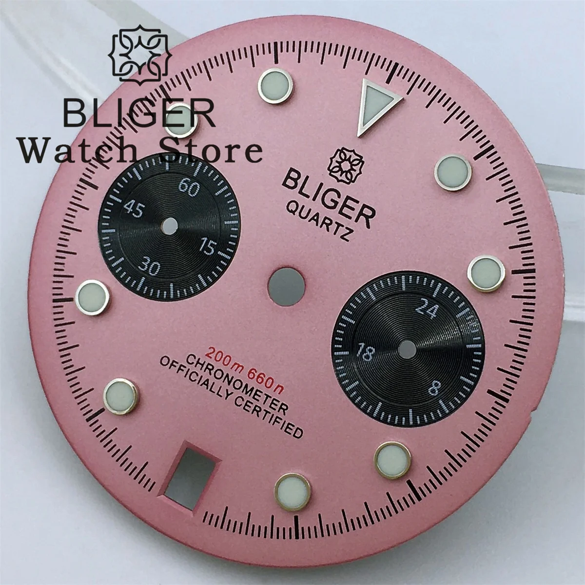 BLIGER 30mm VK64 Dial white Black Blue-green Pink Dial Fit VK64 Quartz Movement Watch Replacement Parts 6 o \'clock date window