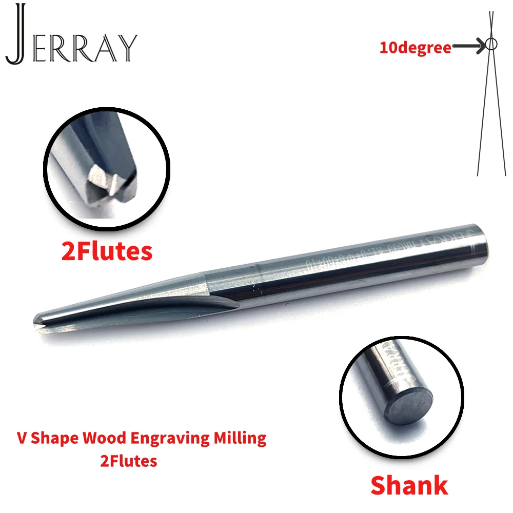 10Degrees D6mm 2Flutes CNC Carving Bit V Shape solid carbid ball End Mill CNC Router Bit Milling Cutter for Wood Engraving Bit