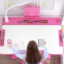 Tavolo da studio e sedia da scrivania per bambini Set scrivania ergonomica per bambini tavolo da disegno per sedia da scrivania regolabile in altezza per ragazze e ragazzi