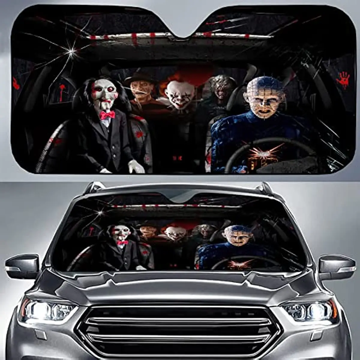 

Horror Car Accessories Windshield Sun Shade Cartoon Characters Sun Visor for Car Windshield Sun Shade for Trucks