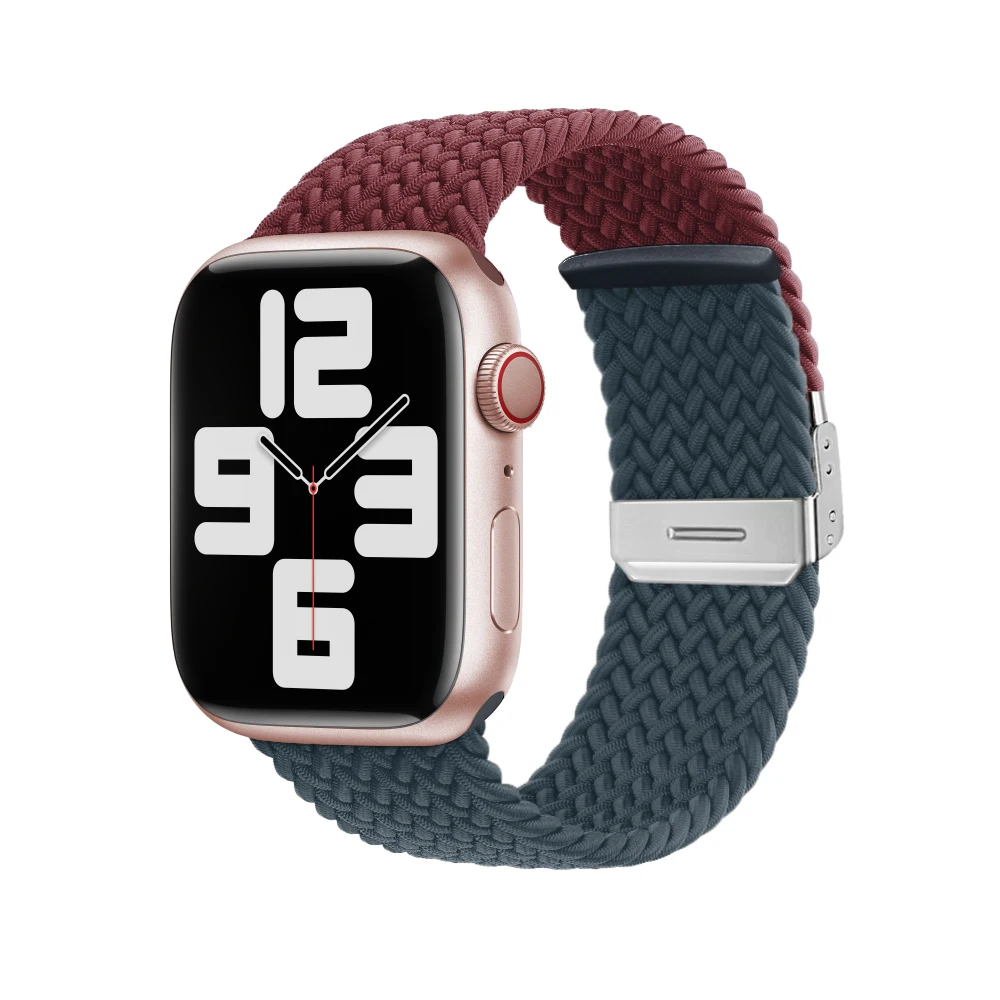 Braided Nylon Strap For Apple Watch Ultra 3/2 49mm 11 10 9 8 6 SE3 5 Bracelet iWatch 46mm 42mm 45mm 41mm 44mm 40mm Two-Tone Band