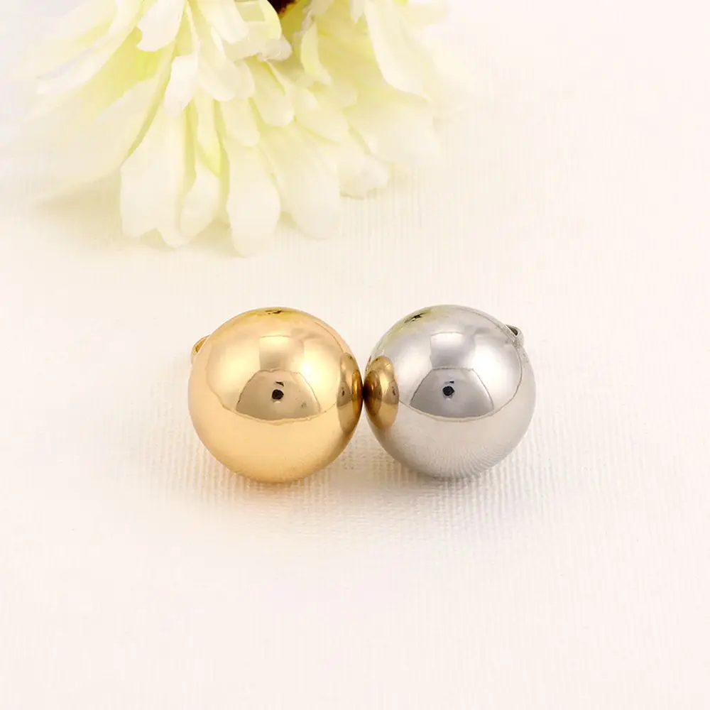 Gold-Color Silver Personality Adjustable Jewelry Big Metal Balls Women Rings Fashion Female