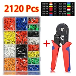 200/700/2120pcs Tubular Crimping Terminal VE Multiple Cold Crimp Terminal Pliers Set Electrical Equipment Wire Connector Pliers