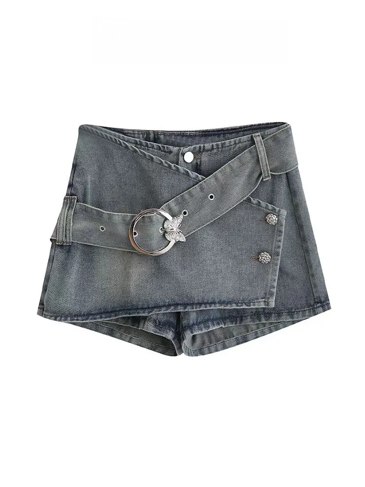 

Y2K Spicy Girl Retro Denim Skirt Women's Summer American Design Asymmetrical Slimming Bodycon Skirt Low Waist A-Line