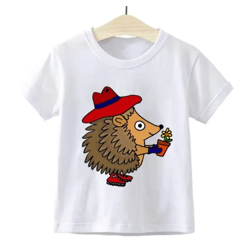 

Hedgehog Print Boys Girls Summer Short Sleeved Tees Children Clothing Cartoons Baby Fashion Tops