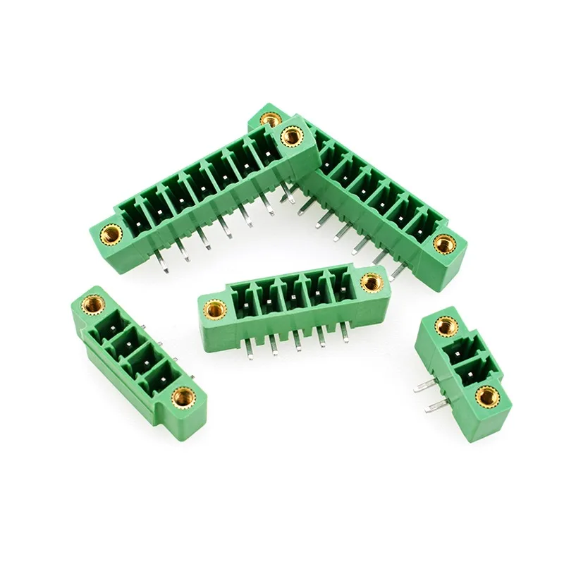 1000pcs/lot KF2EDGVM 3.5mm/3.81mm 2/3/4/5/6/7/8P Green Terminal Block  Straight Needle Bending Needle Socket with Ears