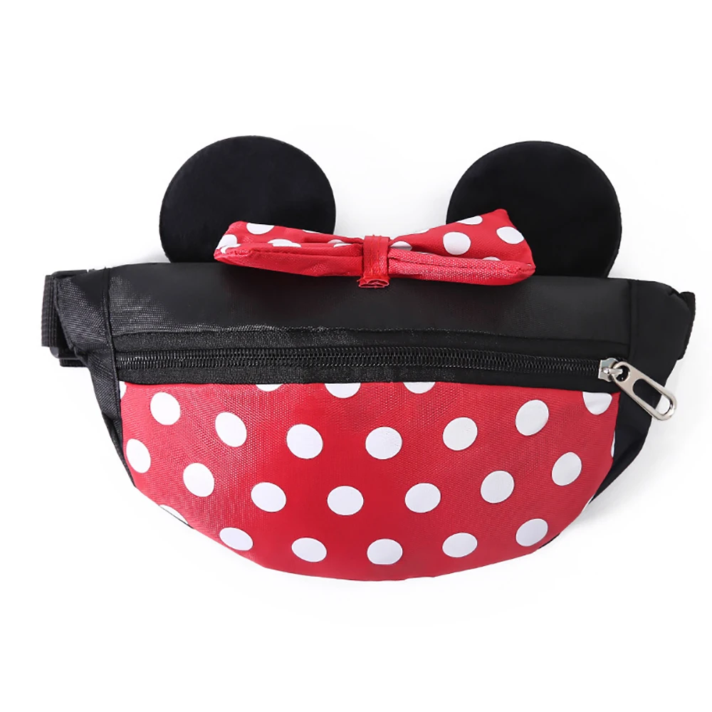 Disney Waist Bag Mickey Minnie Fashion Casual Waist Bag Children Outdoor Sports Zipper Fanny Pack Boy Girl Cartoon Crossbody Bag