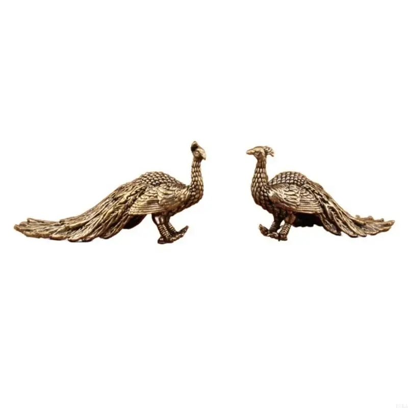   Metal Animal Figurine Statue Peacocks Sculpture Desktop Ornament Home Decors