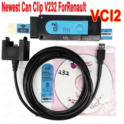 latest model WiFi VCI2 For Renault Can Clip With Software V232 Auto Diagnostic Tool New Interface For Renault canclip odb2