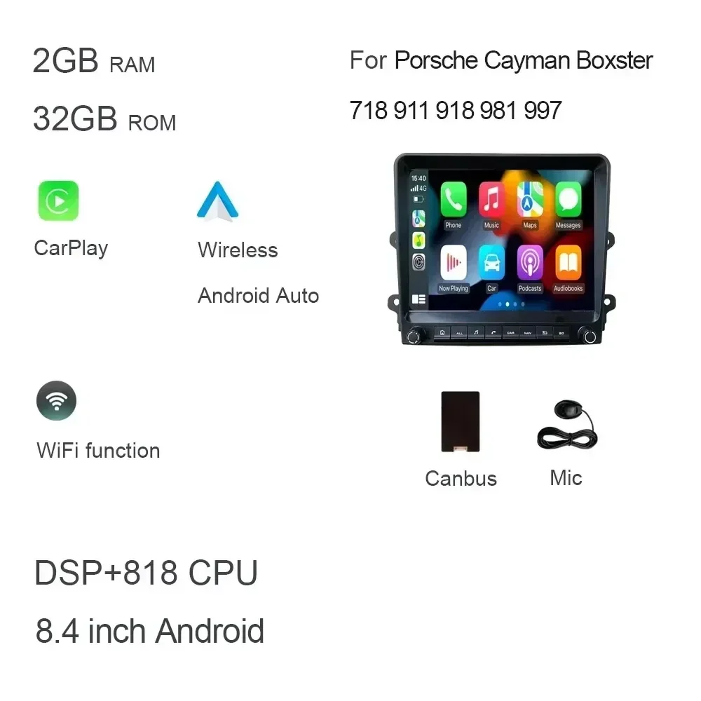 Carplay Car Player Android 12.0 8Core 8G+128G Radio GPS Wifi multimedia For Porsche Cayman Boxster 718 911 918 981 997 2012-2018