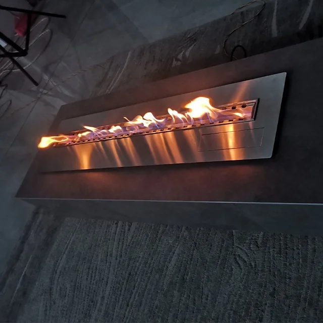 Smart Ethanol Fireplace, 70cm Stainless Steel Bio Ethanol Burner Insert, TUYA App Remote Control Ventless Fireplace for Villas