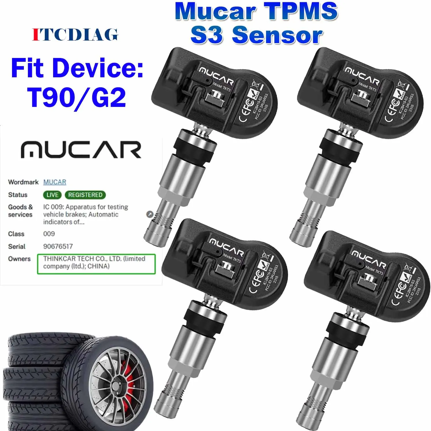 

Mucar S3 Sensor TPMS 315MHz 433MHz Car Tire Pressure Diagnosis Tool Universal Sensor Programmable TPMS Update Thinkcar S2 S3