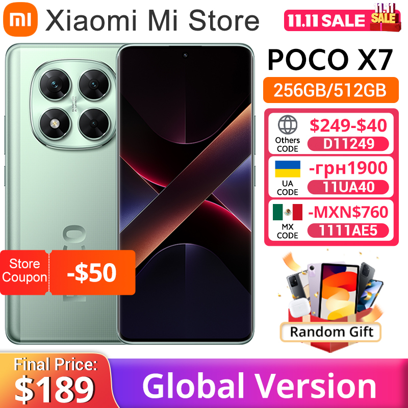  POCO X7 Global Version Smartphone Xiaomi HyperOS NFC 5110mAh 6.67"50MP Camera Dimensity 7300-Ultra 45W 120Hz AMOLED Display IP68 
