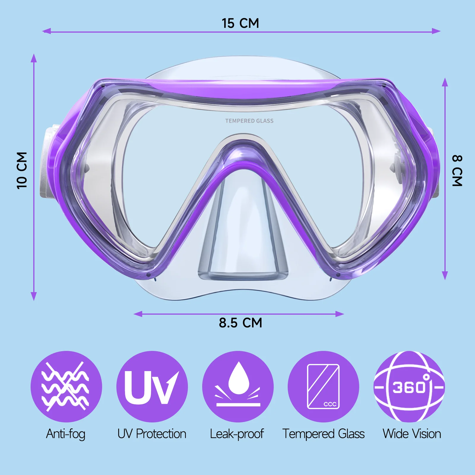 Findway Kids Diving Snorkel Mask with Nose Cover Anti-fog/UV Protection 360° Vide Vision Swimming Goggles for Boys Girls Age5-16