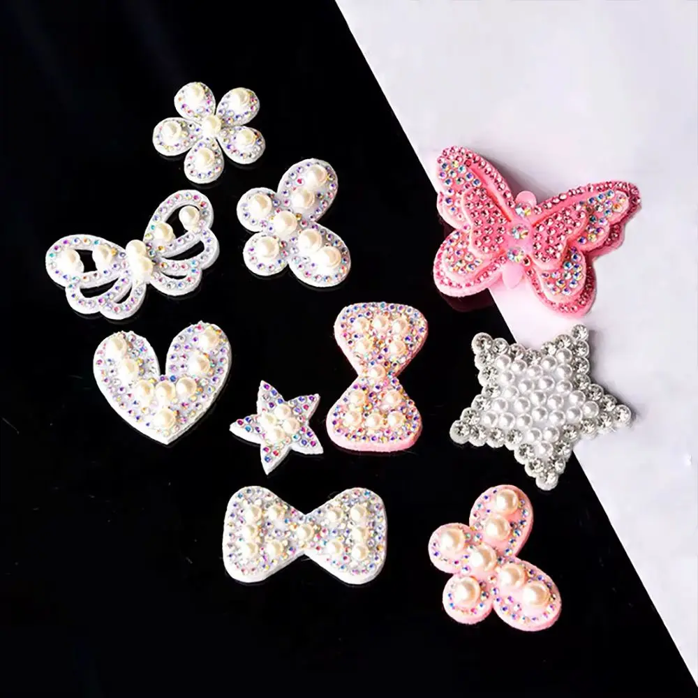 Cute Butterfly Star Heart Rhinestone Applique Head Cloth Non-Woven Sticker Sew On Garment Dress Shoes Hat Decoration Accessories