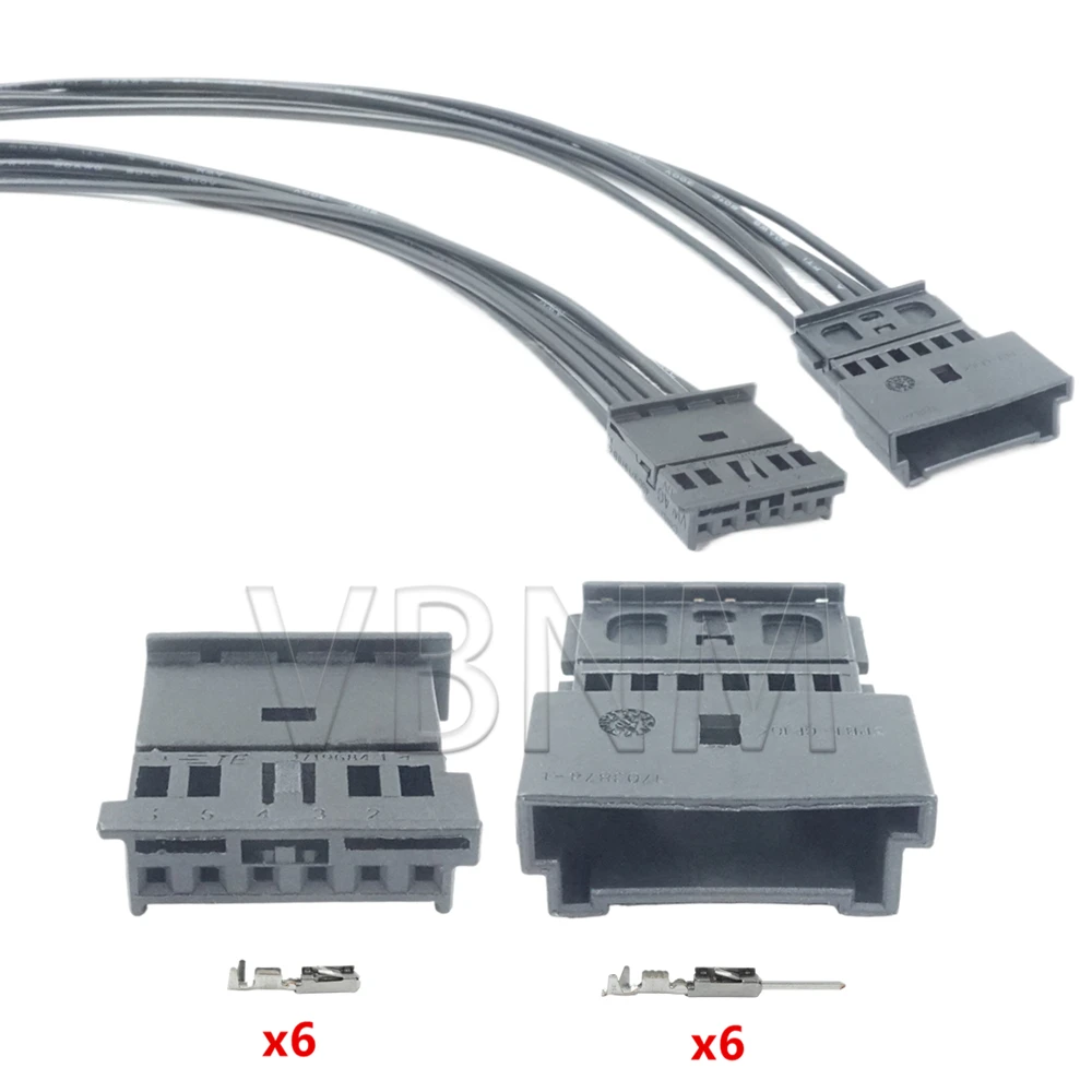6 Pin 1719684-1 1703874-1 4B0971978B 4B0 971 978 Automotive Trunk License Plate Light Connector Steering Wheel Plug For VW BMW