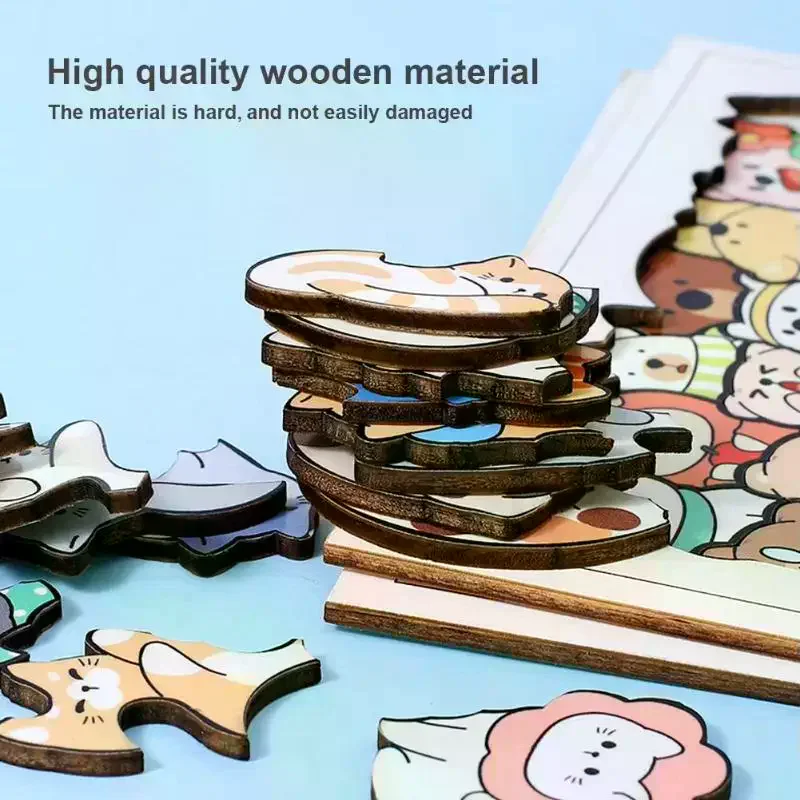 Irregular Wooden Jigsaw Puzzle Cute Animal Pattern High Difficulty Brain Teaser Toy For Kid Adults Educational Leisure Game Gif