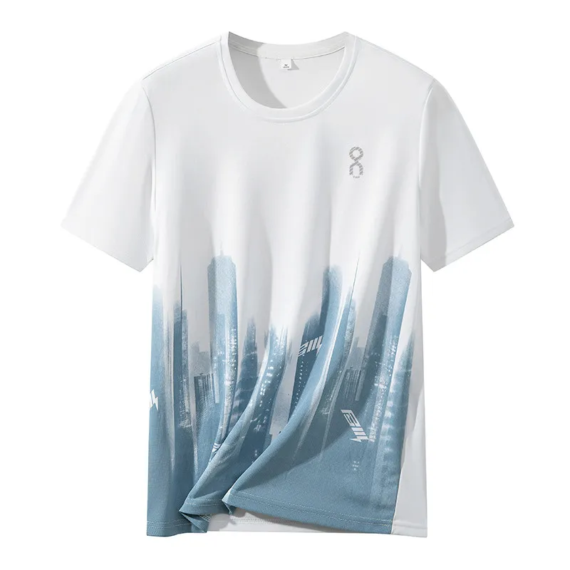 

Men's ort Sve T-irt Qui Dry Breathable Thin Outdoor Running Sports Casual Hanfu Clothing round Ne Polyester Fiber