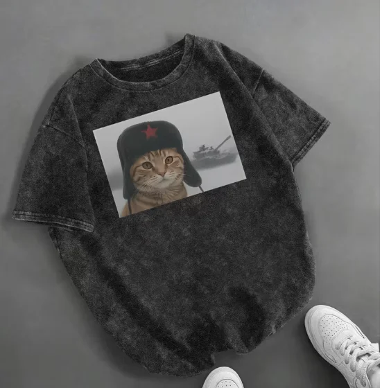 Cat Pattern T-shirt Retro Style Short Sleeved Spring Summer The First Choice for Daily Wear The Ideal Gift for Ladies T-shirts