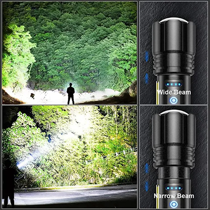 Rechargeable Flashlight, 2 X 150000 High Lumen Super Bright Flashlights, 7 Modes, Powerful Handheld LED Flashlight