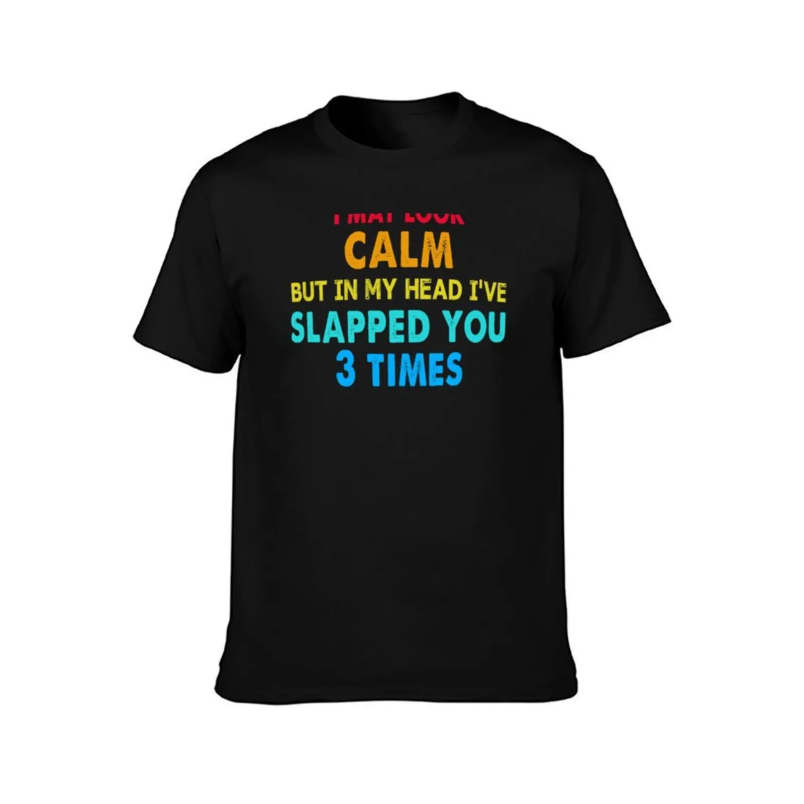 I May Look Calm But In My Head I've Slapped You 3 Times Retro T-Shirt, Summer Casual Cotton Tee, Oversized Streetwear Tops