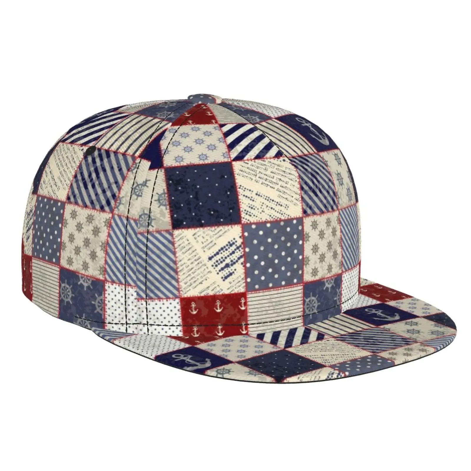 Navigation Style Patterned Flat Brimmed Hat Street Skateboarding Hip-hop Hat Outdoor Casual Sun Shading Baseball Hat Universal