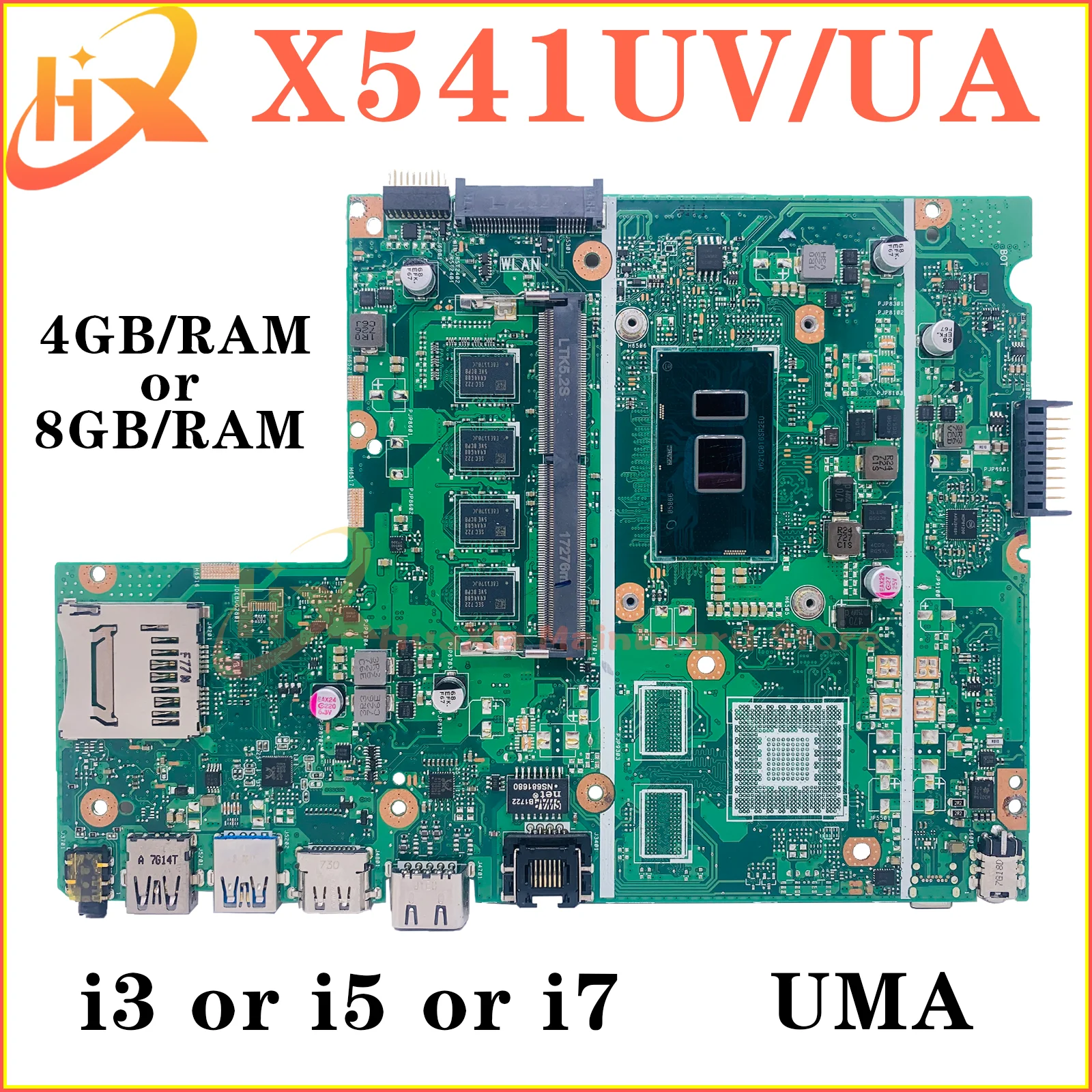 

X541UA Mainboard For ASUS 541UJ X541UAK X541U F541U A541U X541UV X541UVK Laptop Motherboard i3 i5 i7 6th/7th Gen UMA RAM-4GB/8GB