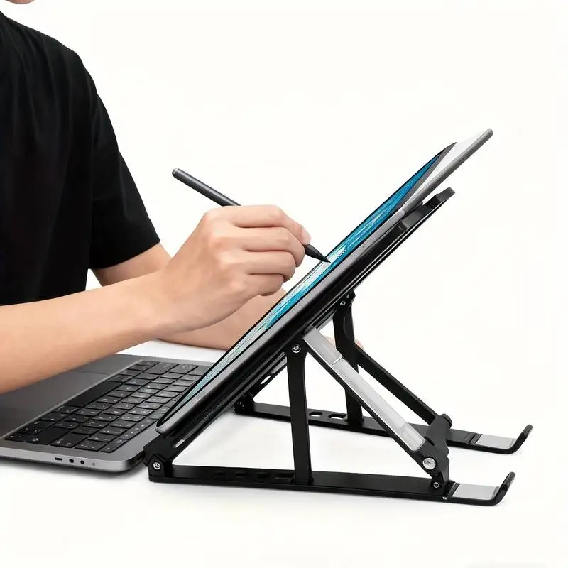 Portable Folding desktop Stand, Anti-Slip Silicone Head Pad. Suitable for Both Tablet Computers and Office/Study Use.