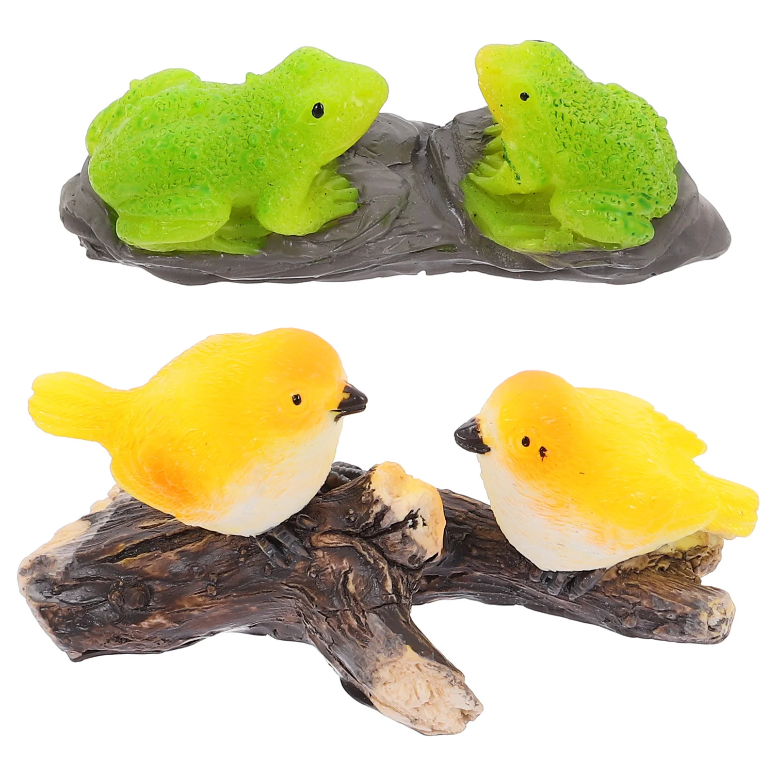 

2pcs Miniature Animal Resin Bird Frog Garden Decor Landscaping Ornaments For Outdoor Indoor Desktop Decoration