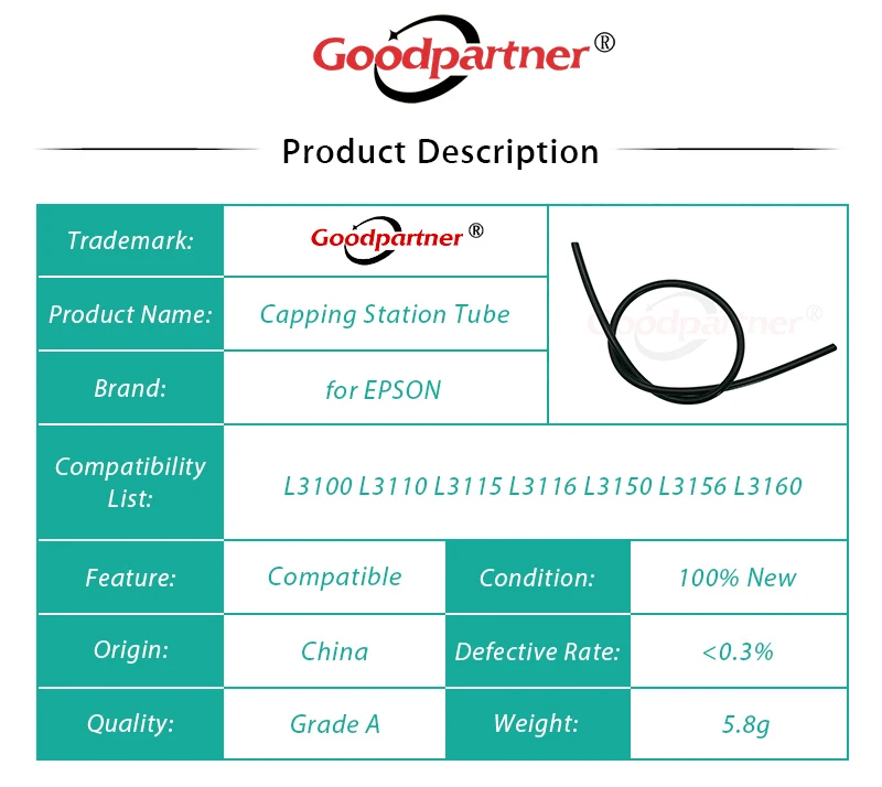 10-fach Kappen rohr für Epson l1110 l3100 l3101 l3110 l3115 l3116 l3150 l3156 l3160 l5190