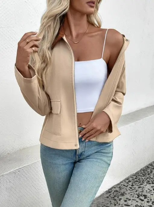 Women's Short Lapel Jacket 2025 Autumn Winter New Style Contrasting Color Lapel Coat for Ladies Fashionable Women's Clothing