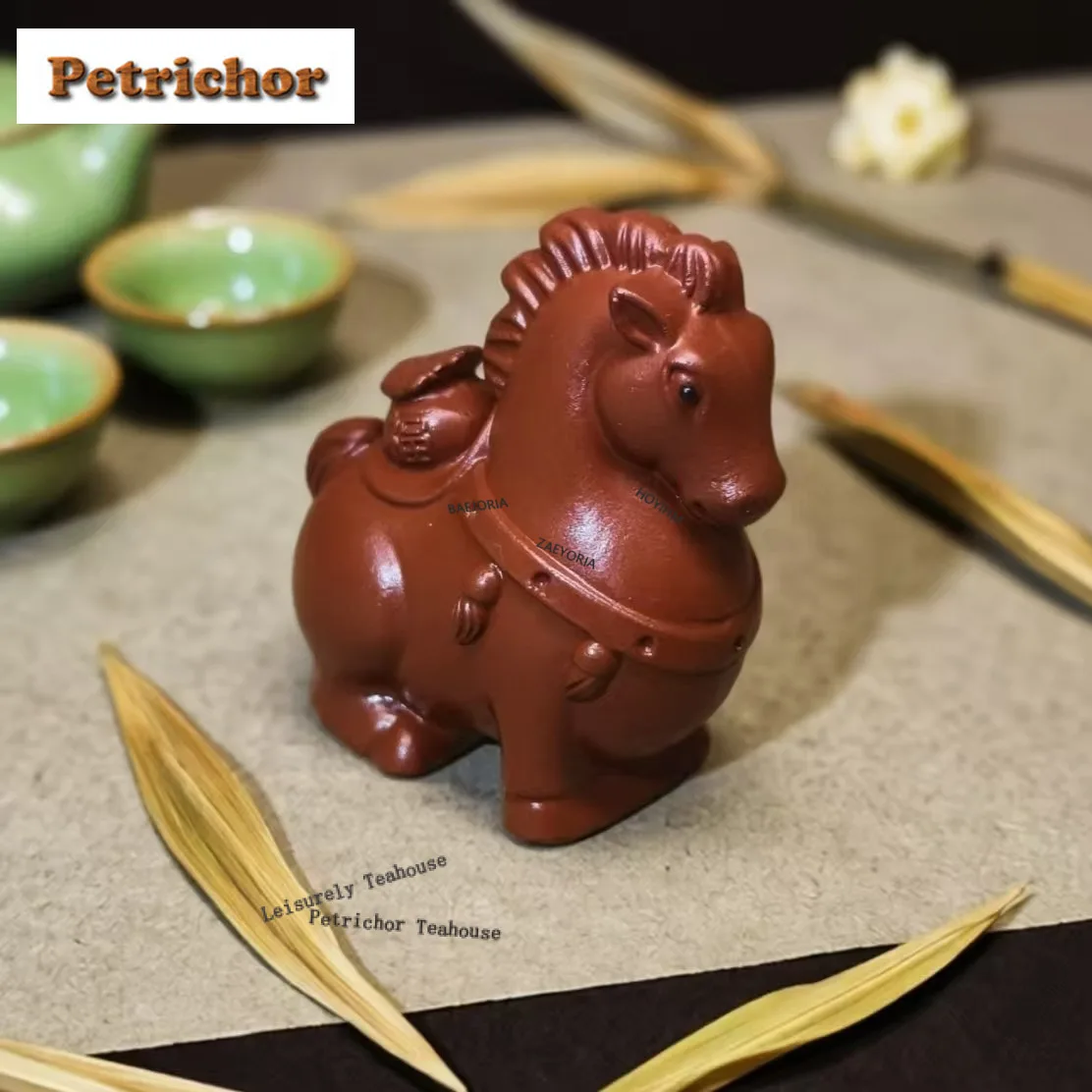 Yixing Purple Clay Fortune Horse Tea Pet Handmade Lucky Model Tea Figurine Play Toys Tea Statue Ornaments Craftsmanship Craft