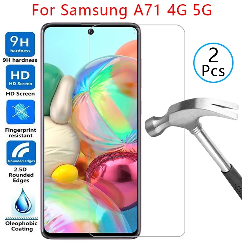 2 PCS  tempered glass case for samsung a71 cover on galaxy a 71 71a 4g 5g phone coque bag samsun samsumg sansung