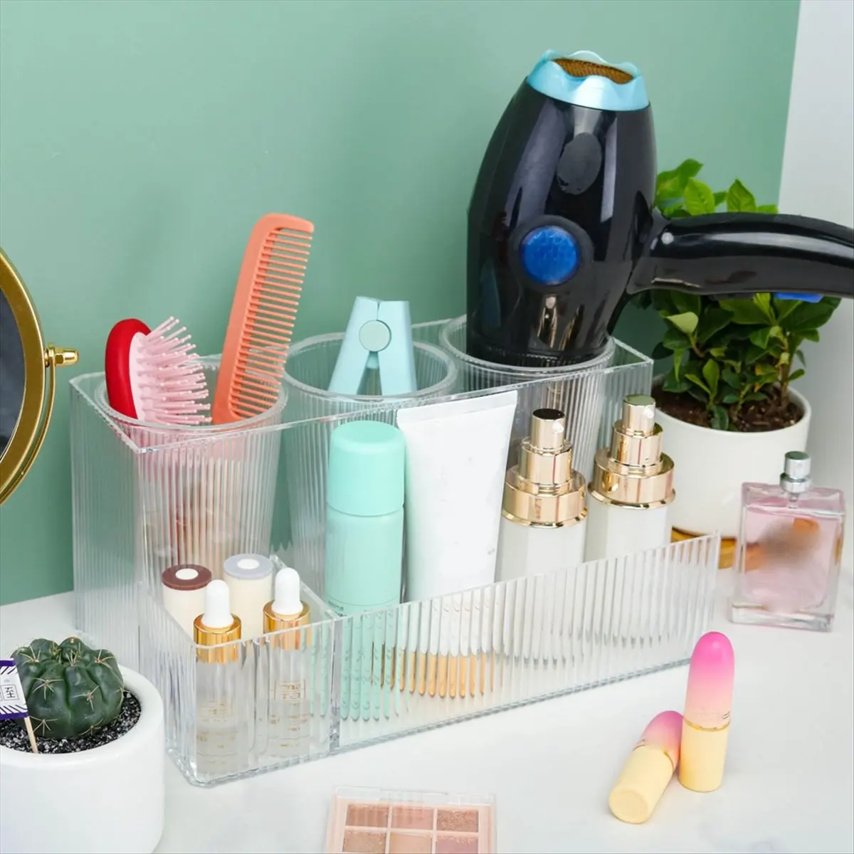 (A75U) Clear Hair Dryer Holder Organizer Blow Dryer Stand Storage for Straightener Styling Tools Storage Vanity Storage Stand