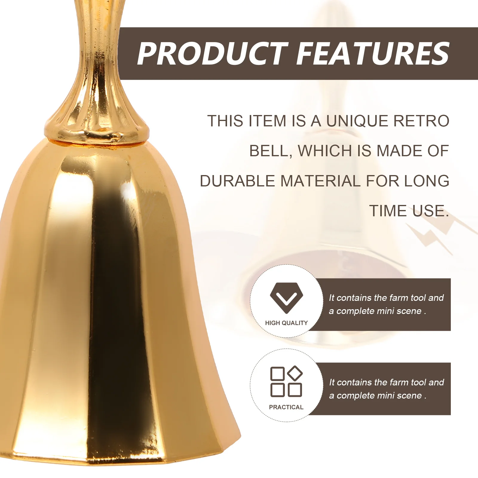 

1Pcs Zine-Alloy Retro Restaurant Call Bell Manual Hand Service Bell for Home School Bar Reception