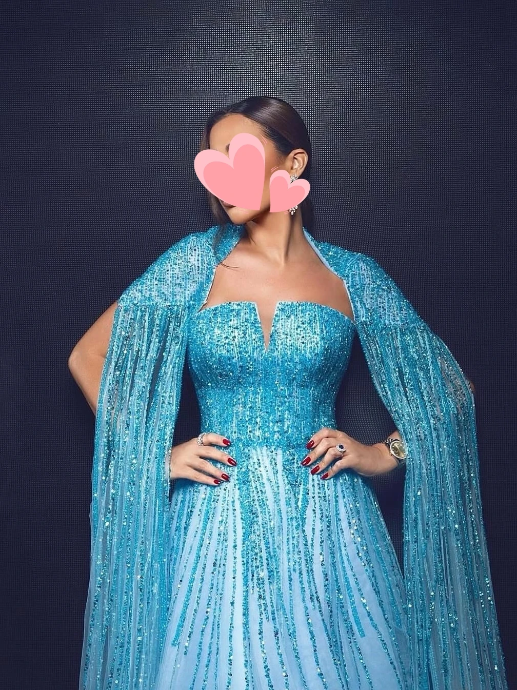 ชุดราตรีออกงาน Oisslec ดีไซน์หรูหราสไตล์วินเทจ สีฟ้าหวาน ประดับลูกปัดวิบวับ พร้อมผ้าคลุมไหล่สุดเซ็กซี่ ทรงเอไลน์ เหมาะสำหรับงานพรอมหรืองานเลี้ยงตอนเย็น