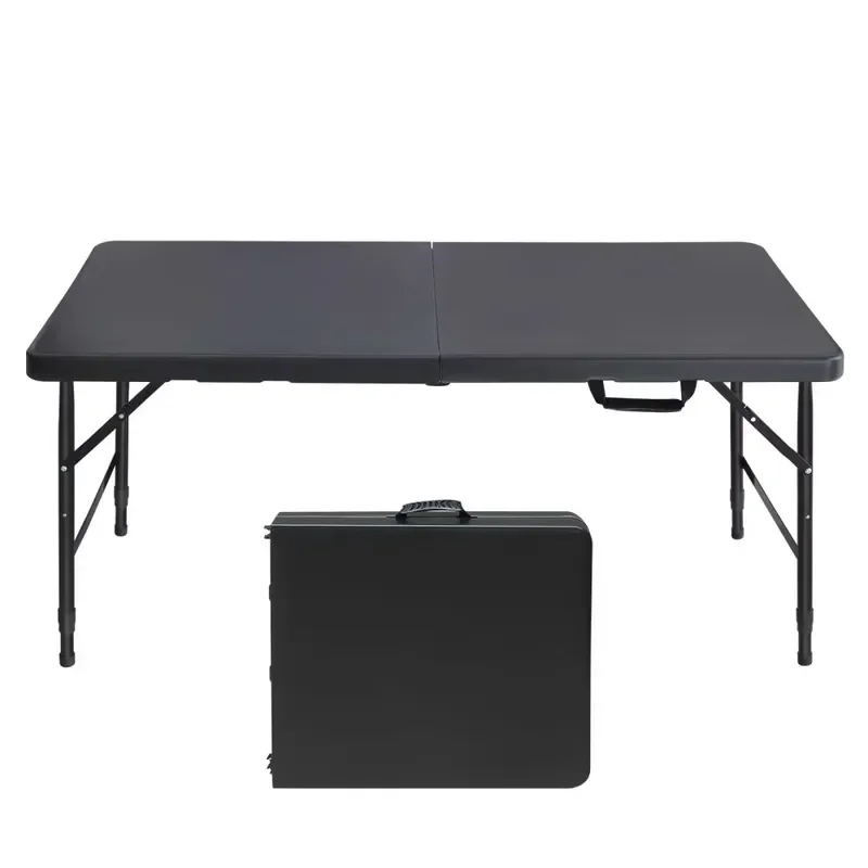 STLF M Portable foldable plastic folding table, height adjustable, heavy duty, foldable in half, with handle, suitable for